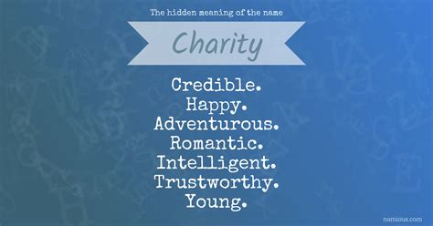 the meaning of the name charity|Charity .